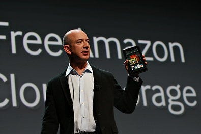 Jeff Bezos, the chief executive of Amazon, introduced the Kindle Fire on Wednesday.
