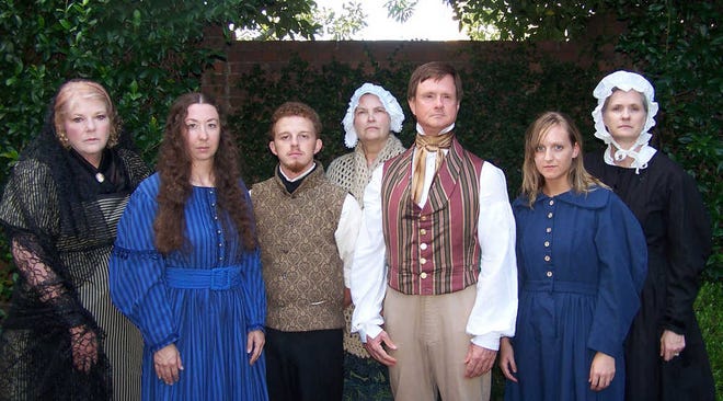 Photo courtesy of The Davenport Museum. The cast of the yellow fever production, left to right, are: Jan Vach, Jody Christie, Iain Woodside, Jeff Freeman, Tiffany Miller and Jamie Credle