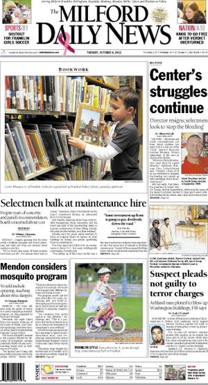The front page of the 10/4/11 Milford Daily News.