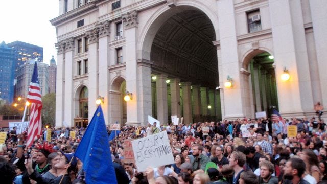 This photo reflects the scene in which Katherine Derby of Rochester participated during the Occupy Wall Street protests between Sept. 27 and Oct. 1.
