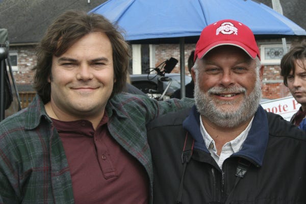 Bird-watcher Greg Miller, right, with actor Jack Black
