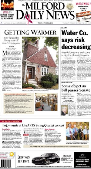 The front page of the 10/14/11 Milford Daily News.