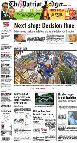 The Patriot Ledger front page for Friday, Oct. 28, 2011