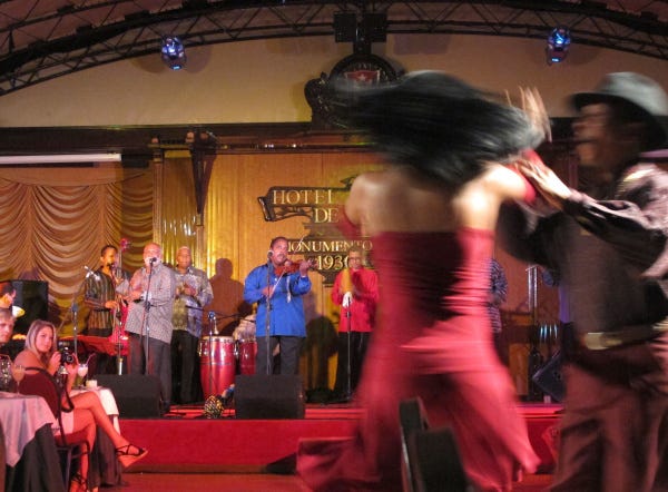 Dancers and a band perform during a show at the Hotel Nacional in Havana.
