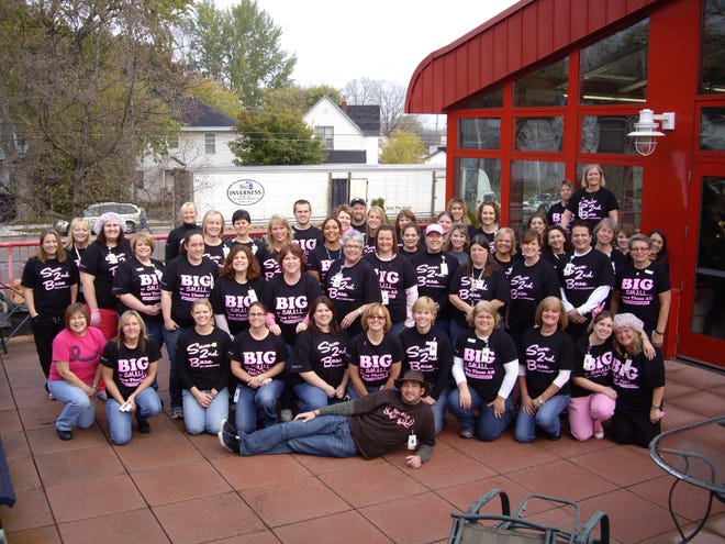 War Memorial Hospital employees show their support of our community by purchasing and wearing their Breast Cancer awareness T-shirts on Friday. Proceeds from the sale of the shirts and special dress down day in Sault Ste. Marie will benefit both the Road to Recovery and WMH Radiology Department.