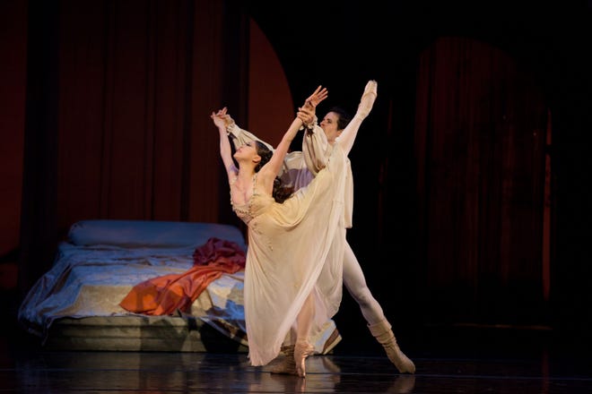 Misa Kuranaga and Nelson Madrigal in Boston Ballet's "Romeo and Juliet."