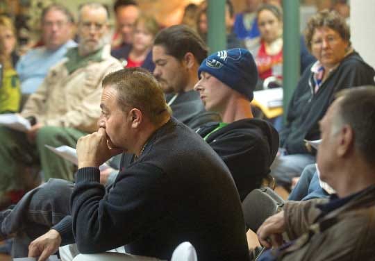Members of the crowd in attendance at a February meeting to
discuss the legality of medical marijuana.
