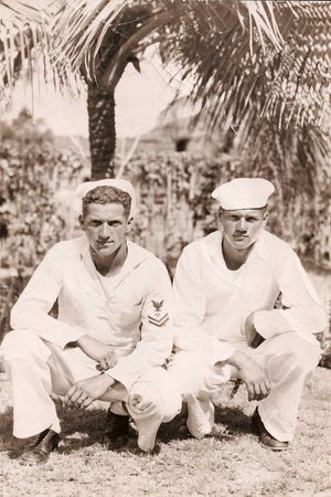 As was often the case during World War II, more than one brother joined the service. Gerald Eugene “Gene” Myers (left) had a younger brother, Jennings Myers (right), who also joined the Navy. The siblings are pictured in 1943 in Cuba.