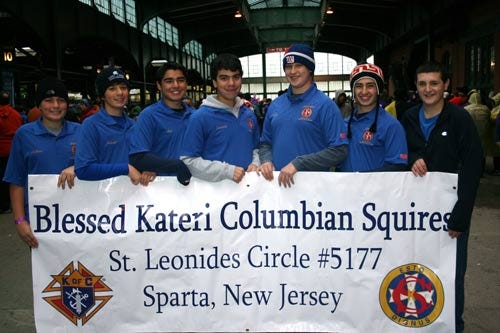 Submitted Photo - Blessed Kateri Squires enjoy themselves at the Alzheimer’s walk. From left are Matthew Dolecki, Michael Dolecki, Ben Insley, Dominick Bartolomeo, Jon Zachok, team captain Frank Cutrone and Matthew Brennan.