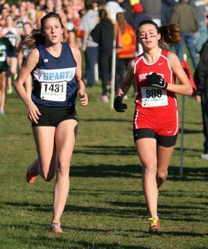 Photos by Anthony Spaulding/New Jersey Herald 
 Sparta's Cludia DiSomma, left, and High Point's Sarah Disanza will both be looking to win the State Group 3 title Saturday at Holmdel Park.