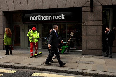 A branch of Northern Rock in London. The mortgage lender is Britain's first victim of the credit crisis.