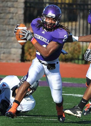 Stonehill College wide receiver Stephan Neville of Foxboro set the national Div. 2 mark for kickoff returns for a touchdown with 10.