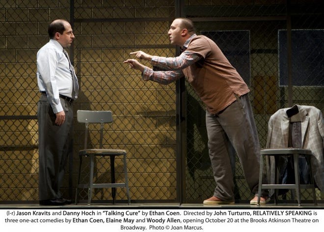 Jason Kravits (left) and Danny Hoch star in “Talking Cure,” the
first one-act play in “Relatively Speaking.”