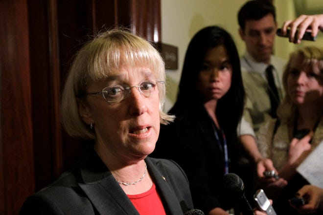 Debt supercommittee co-chair Sen. Patty Murray, D-Wash., speaks outside her office on Capitol Hill as the work of the debt reduction panel ends in failure, in Washington, Monday, Nov. 21, 2011. (AP Photo/J. Scott Applewhite)