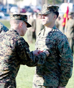 Submitted Photo 
Marine Staff Sgt. Anthony Delmont, of Franklin, received a Navy and Marine Corps Commendation Medal for his actions in a sudden attack in Afghanistan. Thanks to his efforts, as well as other members of his company, no soldiers were lost.