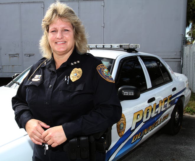 Dunnellon's Chief of Police Joanne Black poses for a photo at the Police Department on Tuesday. Black is nearing her second anniversary as chief.