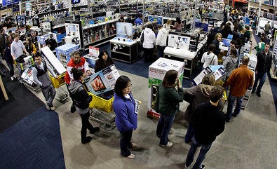 The checkout line at a Best Buy in Brentwood, Tenn.