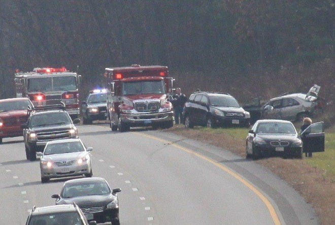 A Nissan sedan rolled over on I-495 North in Hopkinton on Sunday. The driver was in critical condition at a Worcester hospital.