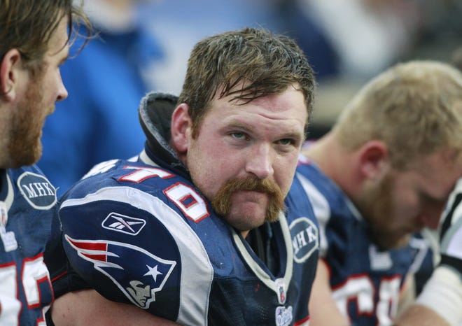 A concerned Logan Mankins looks on during the Patriots' win over the Colts on Sunday, when New England nearly blew a 28-point lead over Indy.
