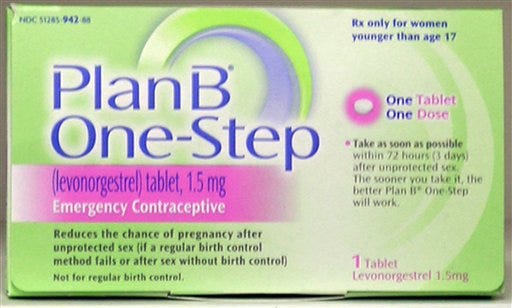 This frame grab from video shows a box of Plan B morning after pill. In a surprise move with election-year implications, the Obama administration's top health official overruled her own drug regulators and stopped the Plan B morning-after pill from moving onto drugstore shelves next to the condoms.