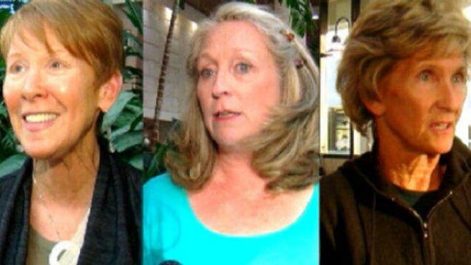 Karyn Shorr (from left), Marilyn Miller and Carole Gray were passengers on an AirTran flight at PBIA when they got into an argument with a flight attendant and were removed from the plane.