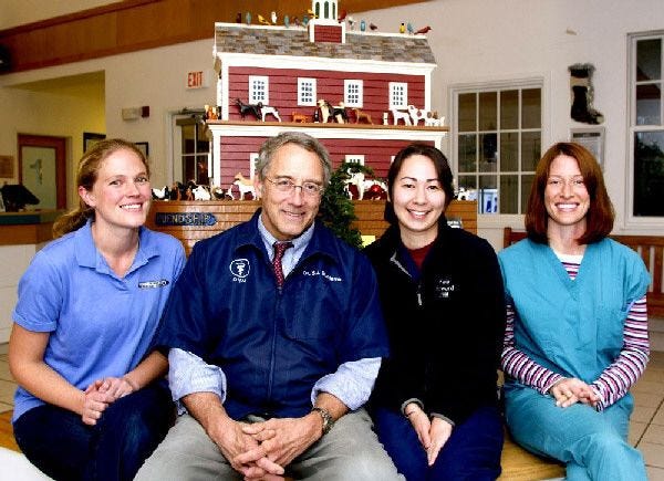 Veterinarians Jen Fraker, from left, Stephen St. Pierre, Maia Howard and Shanna Minior scrambled to strike a deal with the nonprofit MSPCA on Nantucket.