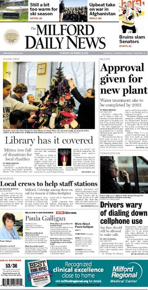 The front page of the 12/15/11 MetroWest Daily News.
