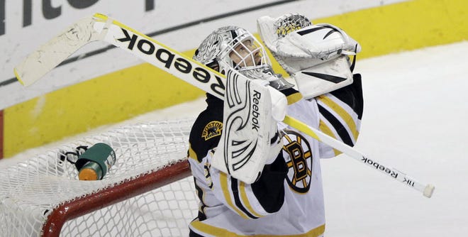 Boston goalie Tim Thomas made 31 saves in the Bruins' 6-0 victory, the goaltender's fourth shutout of the season.