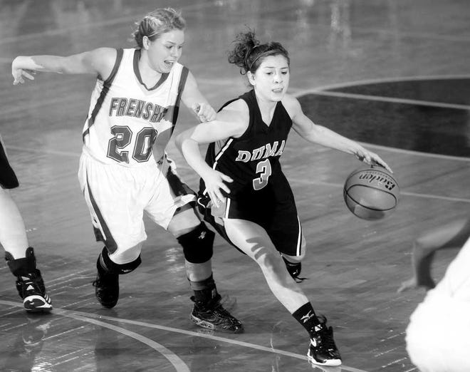 Frenship's McKenna Chancellor defends Dumas' Haleigh Valenzuela during their game on Friday at The Tiger Pit.