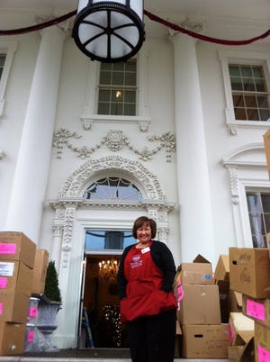 Karen Corinha of Mansfield helped decorate the White House for the holidays.