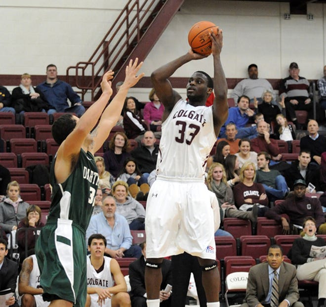 Yaw Gyawu scored a game-high 16 points and grabbed four rebounds to lead Colgate to a 61-55 overtime win against Dartmouth on Monday night, Dec. 19, at Cotterell Court in Hamilton.