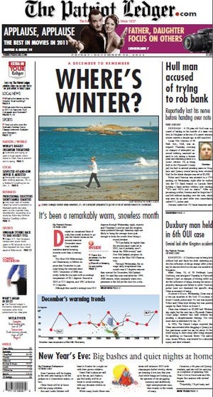 The Patriot Ledger front page for Friday, Dec. 30, 2011