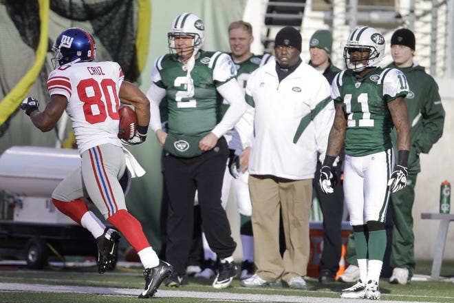The Giants’ Victor Cruz had the MetLife Stadium crowd on its feet after a record-setting 99-yard touchdown against the Jets last Saturday. The second-year wideout has 76 catches for 1,358 yards and eight TDs.