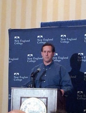 Republican Presidential candidate Rick Santorum speaks Thursday, Jan 5, 2012 in New Hampshire.