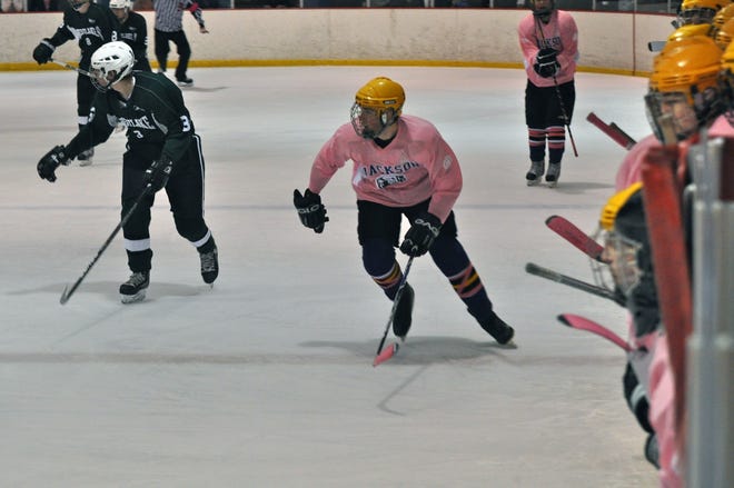 • Taylor Clendenin participates in Pink the Rink at Center Ice Sports Complex in Jackson Township.