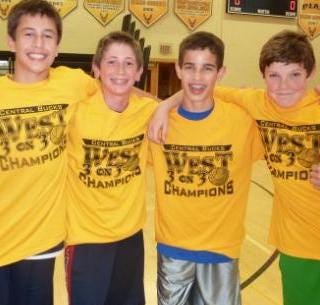 Smiles from the winners of the CB West 3-on-3 Basketball
seventh-grade division.