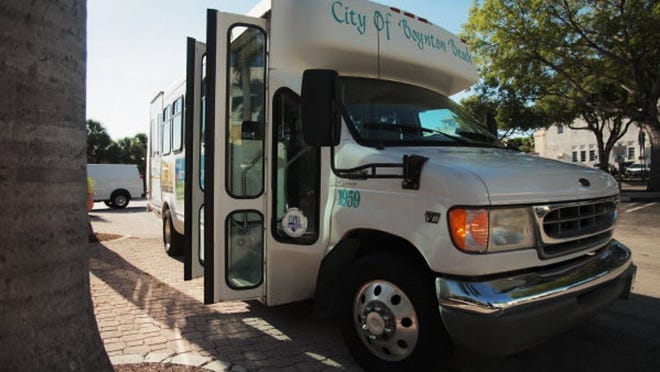 The City of Boynton Beach's shopper hopper bus, photographed on July 20, as it takes riders to and from grocery and big-box stores.