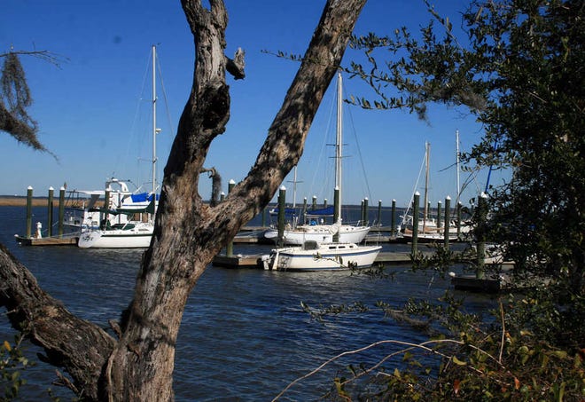 Jamie Parker/Bryan County NowAlthough the water and sky were blue, the chilly temperatures appeared to have encouraged many of the owners of boats moored at Fort McAllister Marina to stay in port this weekend.