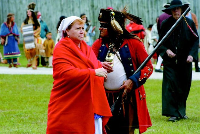 The colorful authentic period wear of the participants in the Fort Michilimackinac Pageant adds to the historic atmosphere of the Memorial Day holiday weekend at Mackinaw City. Actors and actresses of all ages are being sought to play various roles in the show and will be instructed on accuracy of clothing and props for the 1760s in the region.