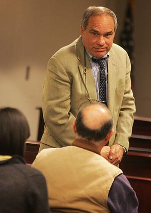 Photo by Amy Herzog / New Jersey Herald — William Crain stands in Franklin Municipal Court. His trial was postponed Monday.