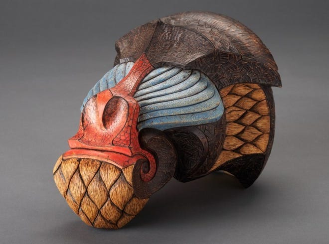 Derek Weidman's turned, carved and painted sculpture "Mandrill"
is part of a craft installation to open Feb. 3 at the James A.
Michener Art Museum.
