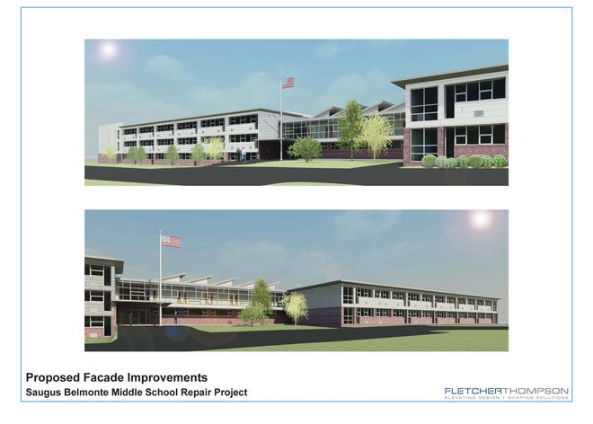 A rendering of the proposed façade for Belmonte Middle School.