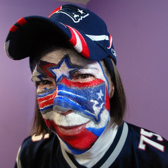 Daily News columnist Julia Spitz has her Patriots game face on - literally!