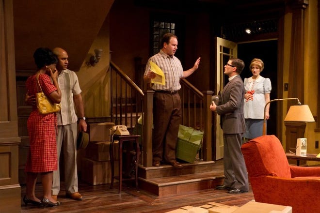 Photos courtesy of Mark Garvin 
 Starring in “Clybourne Park” are (from left) Erika Rose as
Francine, Josh Tower as Albert, David Ingram as Russ, Steve Pacek
as Jim and Maggie Lakis as Betsy.