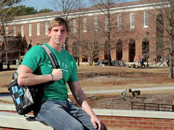 Cody Hoyt, president of UNCW's student vet association is seen on campus Tuesday, Jan. 31, 2012.