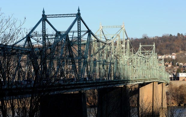 The Aliquippa -Ambridge Bridge is about to be closed eight
months for repairs.