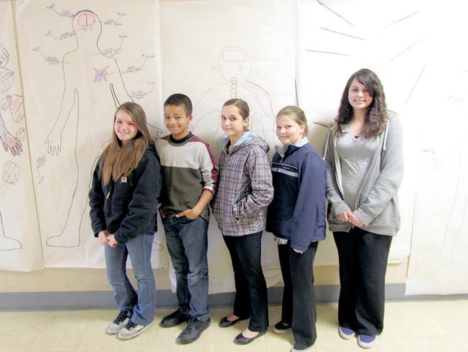 Montague Elementary School students (from left) Lacie Harris, Ronald Slack, Gabriella Riehm, Melanie Gould, Sarah Smith, and Brooke Wilson (not pictured) are participants of the JUMP program. All six students will be heading to Anaheim this March to compete in a Medical Terminology Competition.