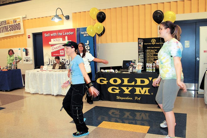 Gold’s Gym of Waynesboro had business expo visitors doing Zumba dancing during last year’s event. Gold’s Gym is one of the vendors at this year’s expo, sponsored by the Greater Waynesboro Chamber of Commerce and The Record Herald. The expo will be held from 7:30 a.m. to noon Saturday in the cafeteria and surrounding hallway of Waynesboro Area Senior High School.