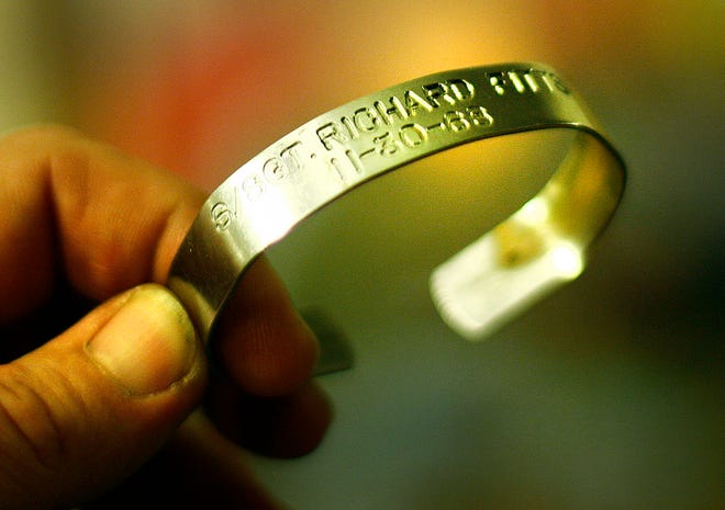 A POW/MIA bracelet with Sgt. Richard Fitts' name engraved in it.