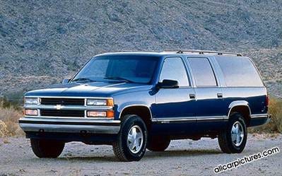 This is an example of the kind of light-colored 1994 to 1999 4-door Chevrolet Suburban or 2-door Tahoe sports utility vehicle police are searching in connection with a Jan. 28 hit an run accident at West 13th Street and Moncrief Avenue.
